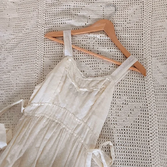. Vintage Handmade Small Batch Cotton Lace Tie Back Prairie Maxi Slip Dress . - Picture 4 of 16